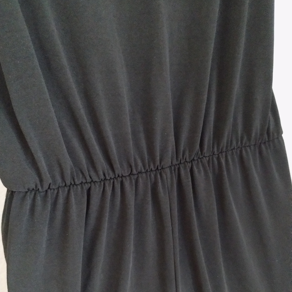 Women’s Black Wide Leg Jumpsuit Gold Detail V-Neck Medium - Picture 9 of 11
